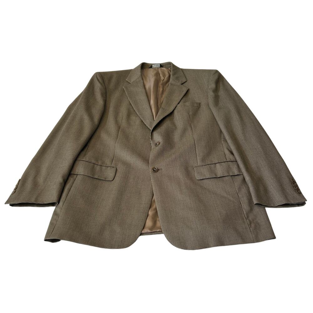 JoS. A. Bank Sport Coat Men's 48R Wool Houndstooth Gold/ Brown Two Button Vented